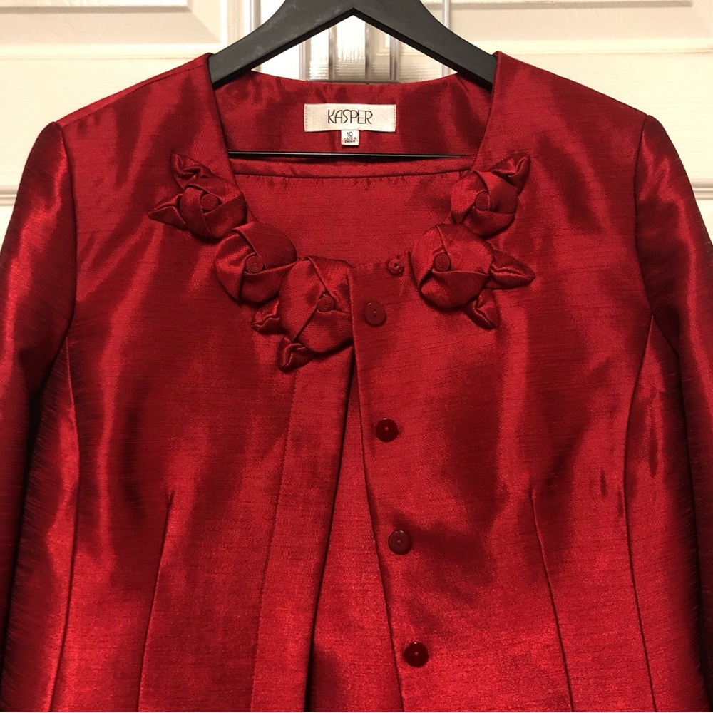 KASPER Two Piece Formal Cranberry Women’s Suit - Picture 2 of 15
